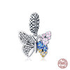 925 Original Bracelets: Chameleon Luminous Firefly Butterfly Silver Charms - Fits Pandora, Ideal for DIY Jewelry Making