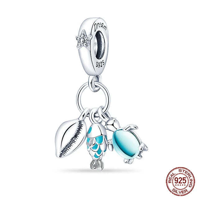 925 Original Bracelets: Chameleon Luminous Firefly Butterfly Silver Charms - Fits Pandora, Ideal for DIY Jewelry Making