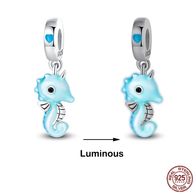 925 Original Bracelets: Chameleon Luminous Firefly Butterfly Silver Charms - Fits Pandora, Ideal for DIY Jewelry Making