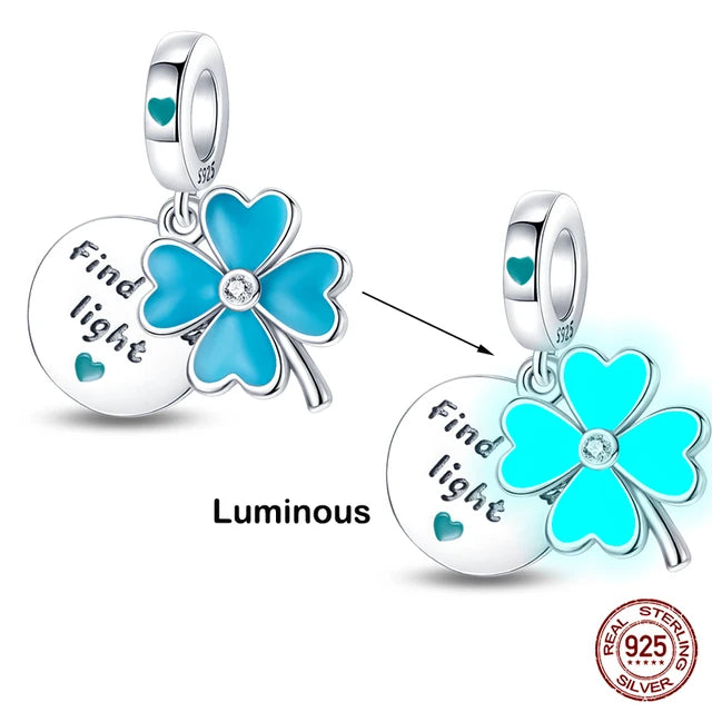 925 Original Bracelets: Chameleon Luminous Firefly Butterfly Silver Charms - Fits Pandora, Ideal for DIY Jewelry Making