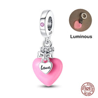 925 Original Bracelets: Chameleon Luminous Firefly Butterfly Silver Charms - Fits Pandora, Ideal for DIY Jewelry Making