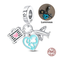 925 Original Bracelets: Chameleon Luminous Firefly Butterfly Silver Charms - Fits Pandora, Ideal for DIY Jewelry Making