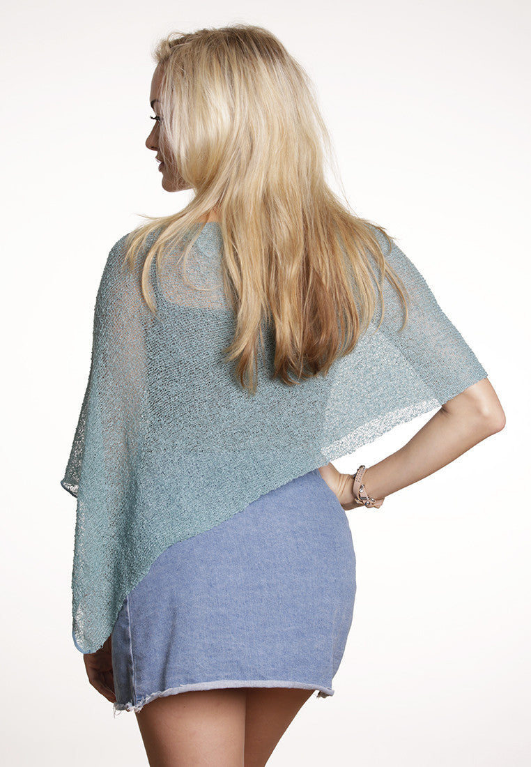 Boho Poncho (Aqua Blue) - FrejaDesigns