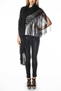 Silk/Cashmere Wrap (Black) - FrejaDesigns